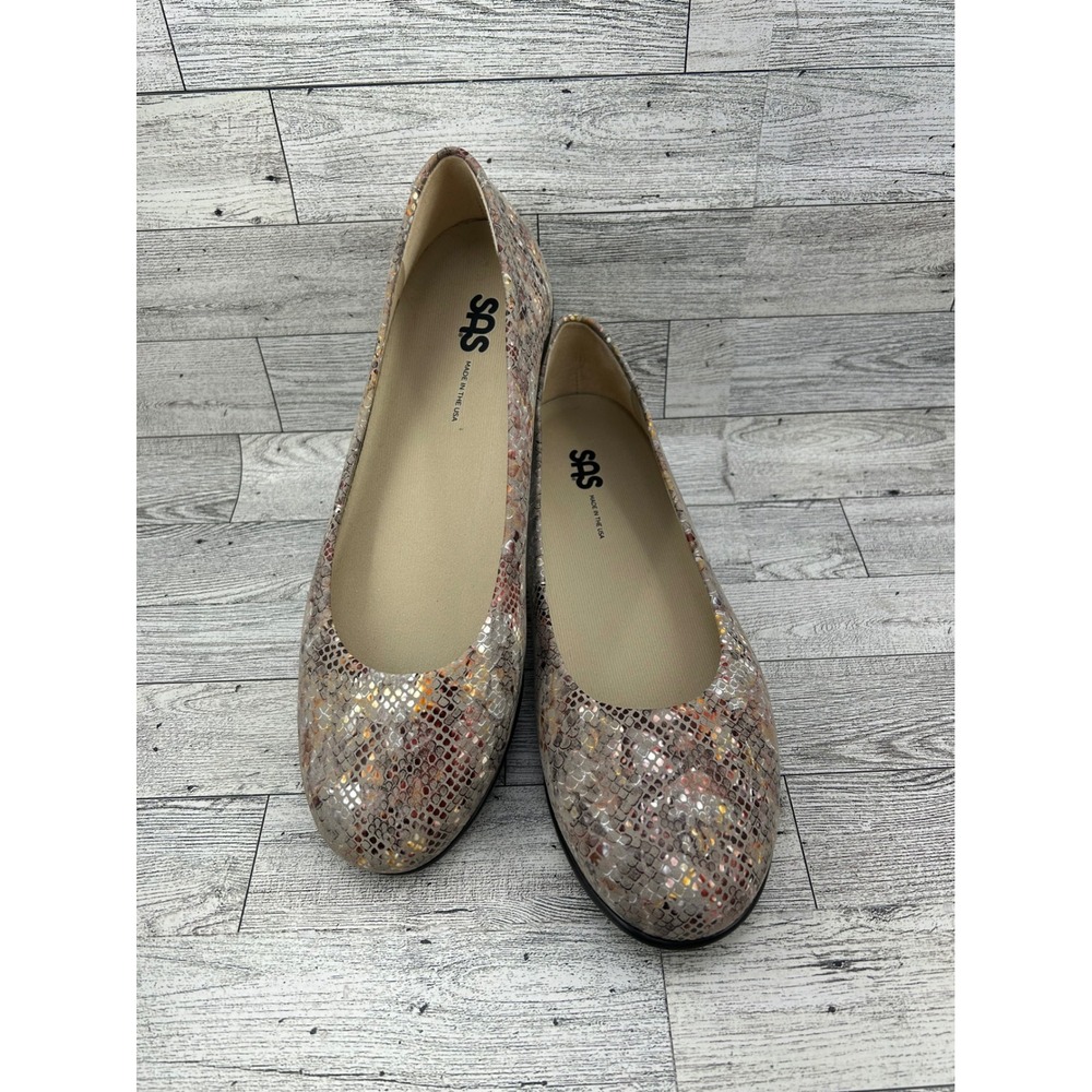 SAS Shoes Women's‎ 9.5 M Flats Snake Print Leather Ballet Comfort Made in USA